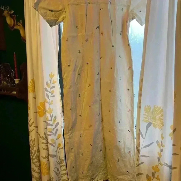 Women’s Size Small Denim and Co Cream Denim Floral Button Up Maxi  Dress - Picture 4 of 4